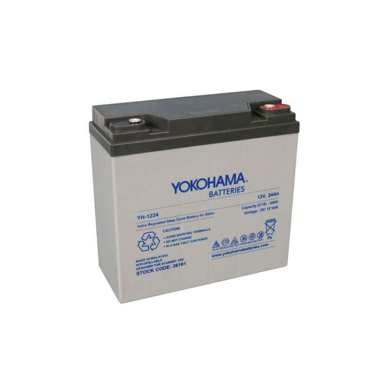 Yokohama YH-1224 12V 24Ah Jel Akü Elektrikli Bisiklet Aküsü Valf Korumalı