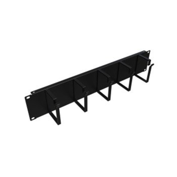 U6004 2U 5 Kancalı Metal Kablo Organizatörü Siyah Rack Kabinet Organizer