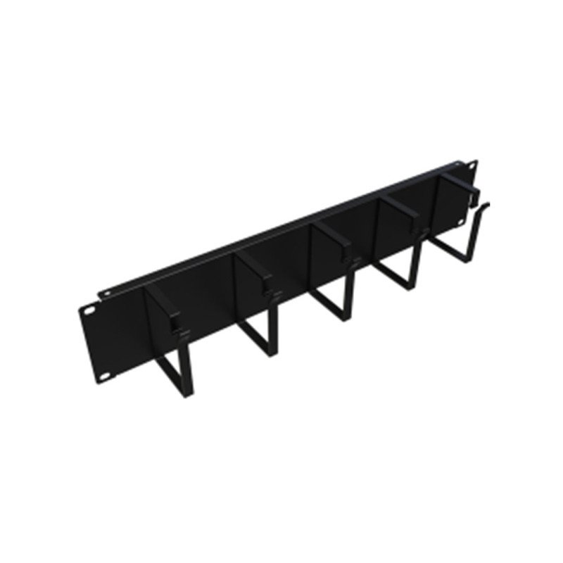 U6004 2U 5 Kancalı Metal Kablo Organizatörü Siyah Rack Kabinet Organizer