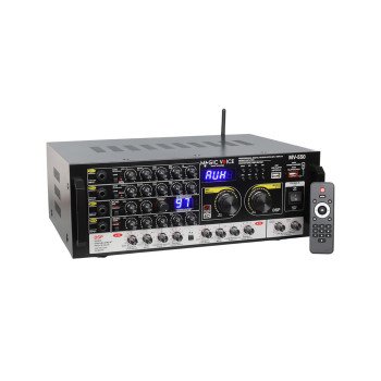 MagicVoice MV-550 2x100W Bluetooth USB Stereo Mixer Anfi 4 Mikrofon Girişli
