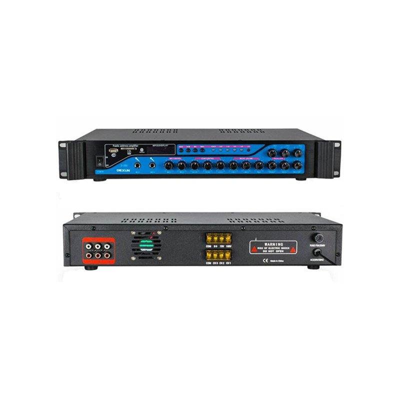 Dexun D-200 200W USB Bluetooth Trafolu Anfi 3 Bölgeli 100V 70V Hat Amplifikatörü