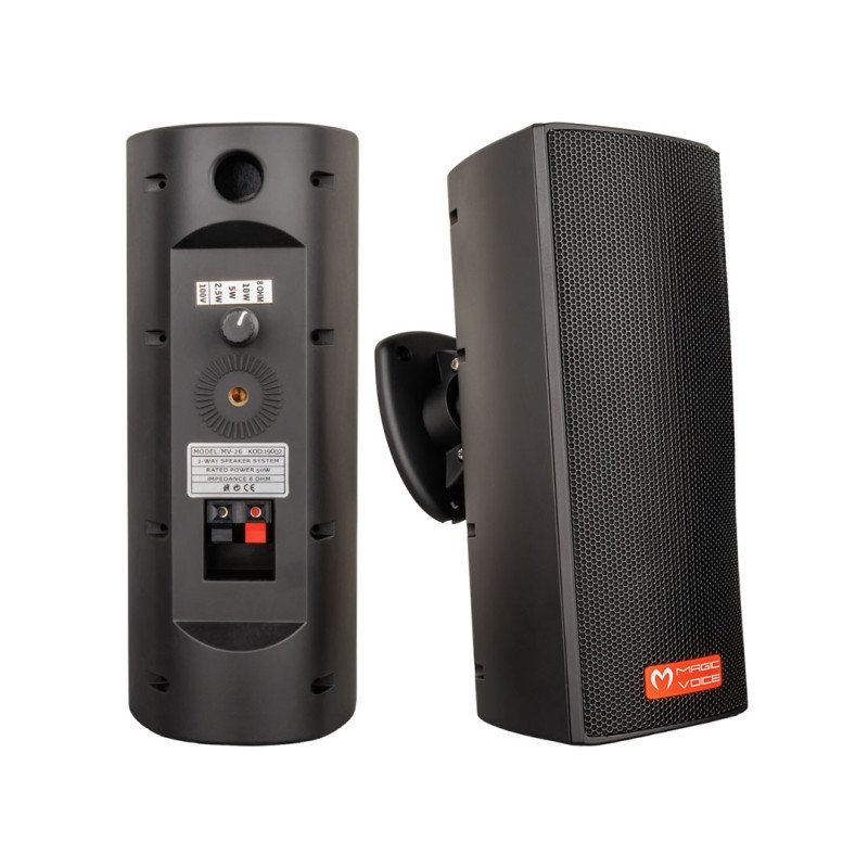 MagicVoice MV-26 50W Trafolu Sütun Hoparlör 2'li Takım Siyah 100V Duvar Tipi Hoparlör