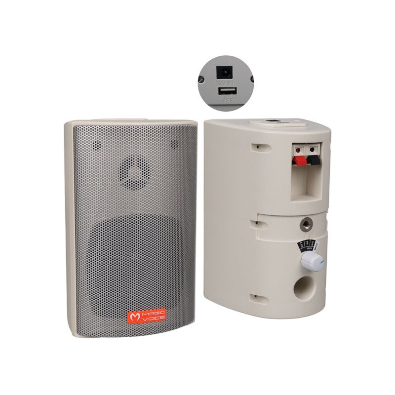 MagicVoice MV-16 10W Hat Trafolu Sütun Hoparlör 2'li Takım Beyaz Komütatörlü