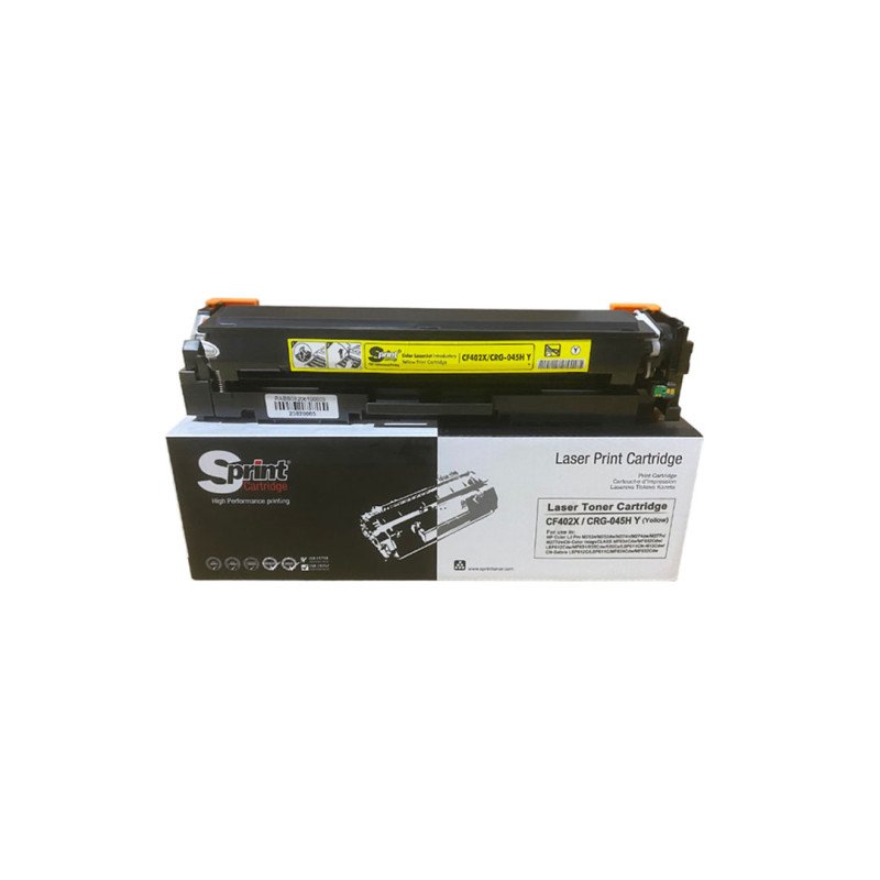 S Print CF402X 201X CRG-045H Sarı Yellow Muadil Toner 2300 Sayfa HP ve Canon Yazıcı Uyumlu
