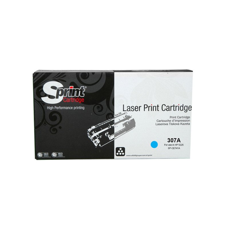 S Print CE741A 307A Cyan Muadil Toner 7.300 Sayfa HP Color LaserJet CP5225 Uyumlu
