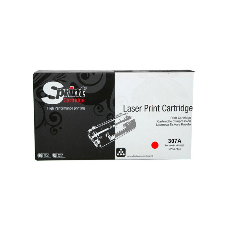 S Print CE743A 307A Magenta Muadil Toner 7.300 Sayfa HP Color LaserJet CP5225 Uyumlu