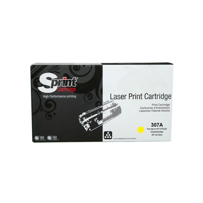 S Print CE742A 307A Yellow Muadil Toner 7.300 Sayfa HP Color LaserJet CP5225 Uyumlu