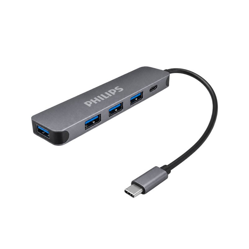 Philips SWR1607K/93 USB-C 5'i 1 Arada Hub Çoklayıcı 4 Port USB 3.0 60W PD Hızlı Şarj