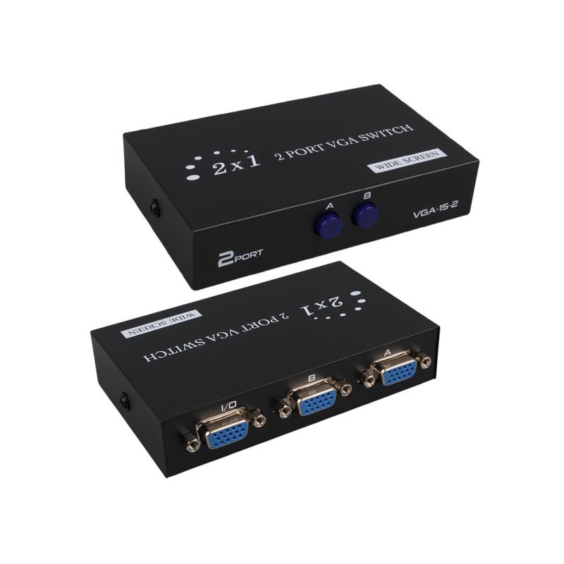 Powermaster PM-4263 2 Port VGA Switch 2 Bilgisayar 1 Monitör Manuel VGA Seçici