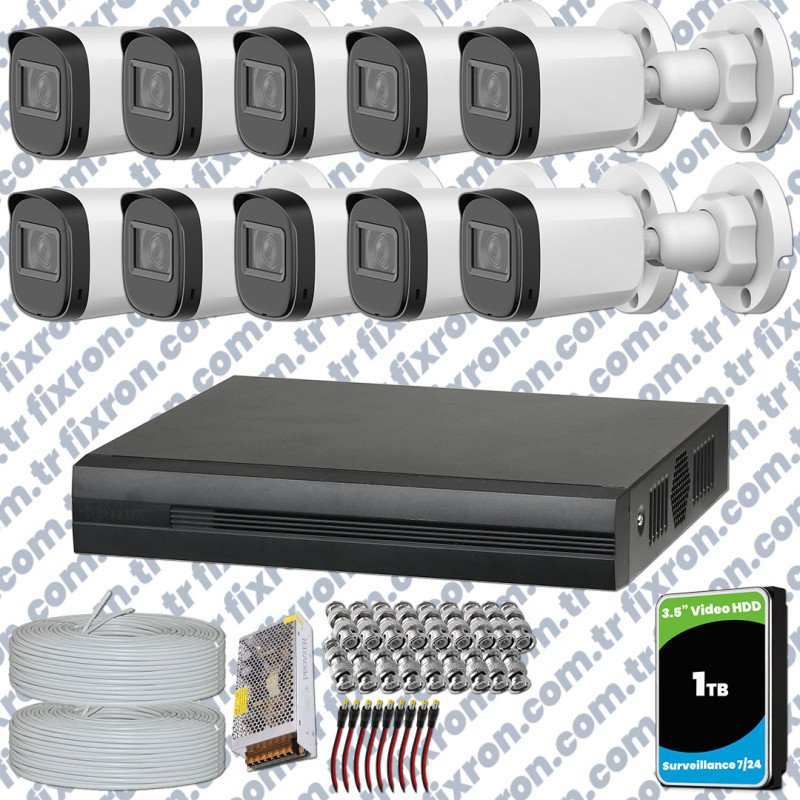 Dahua Full HD 10 Kameralı Güvenlik Kamerası + 1TB HDD