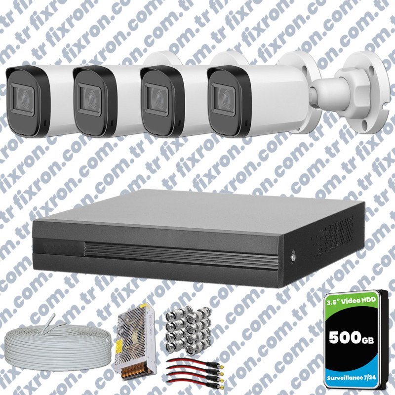 Dahua Full HD 4 Kameralı Güvenlik Kamerası + 500GB HDD