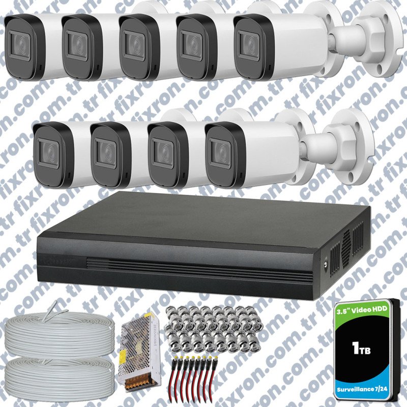 Dahua Full HD 9 Kameralı Güvenlik Kamerası + 1TB HDD