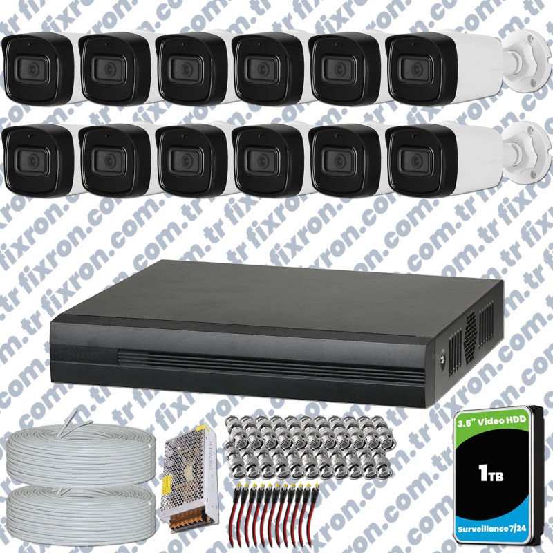 Dahua 12 Kameralı Full HD 40 Metre Gece Görüşlü Güvenlik Kamerası