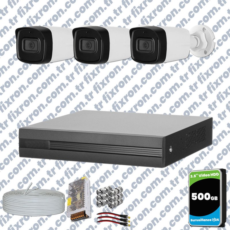 Dahua 3 Kameralı Full HD 40 Metre Gece Görüşlü Güvenlik Kamerası