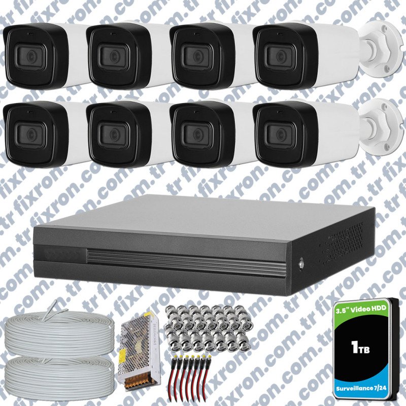 Dahua 8 Kameralı Full HD 40 Metre Gece Görüşlü Güvenlik Kamerası