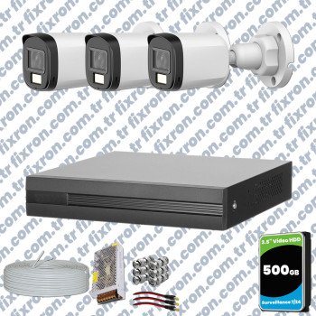 Dahua 3 Kameralı Full HD Fullcolor Mikrofonlu Güvenlik Kamerası