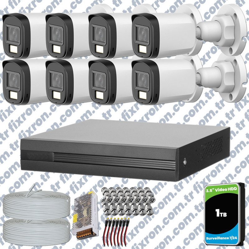 Dahua 8 Kameralı Full HD Fullcolor Mikrofonlu Güvenlik Kamerası