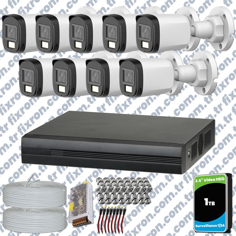 Dahua 9 Kameralı Full HD Fullcolor Mikrofonlu Güvenlik Kamerası