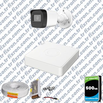 Hikvision 1 Kameralı Full HD Geniş Açı Güvenlik Kamerası 500GB Olay Anında bildirim