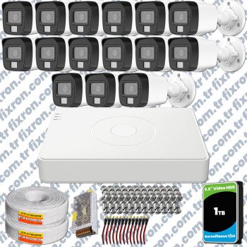 Hikvision 15 Kamera Hibrit ColorVu Full HD Güvenlik Kamera Olay Anında bildirim