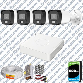 Hikvision 4 Kamera Hibrit ColorVu Full HD Güvenlik Kamera Olay Anında bildirim