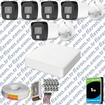 Hikvision 5 Kamera Hibrit ColorVu Full HD Güvenlik Kamera Olay Anında bildirim