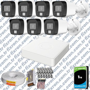 Hikvision 7 Kamera Hibrit ColorVu Full HD Güvenlik Kamera Olay Anında bildirim