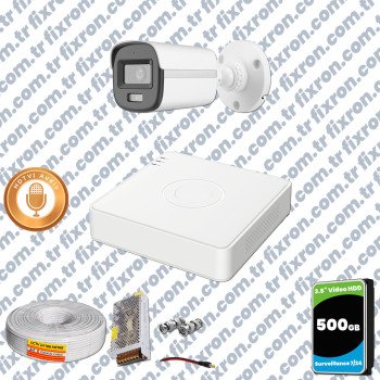 Hikvision 1'li Full HD Güvenlik Kamerası Set 7/24 Renkli, Mikrofonlu, Olay Anında Bildirim