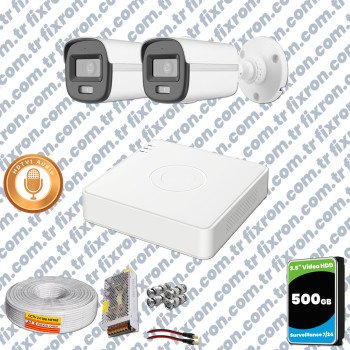 Hikvision 2'li Full HD Güvenlik Kamerası Set 7/24 Renkli, Mikrofonlu, Olay Anında Bildirim