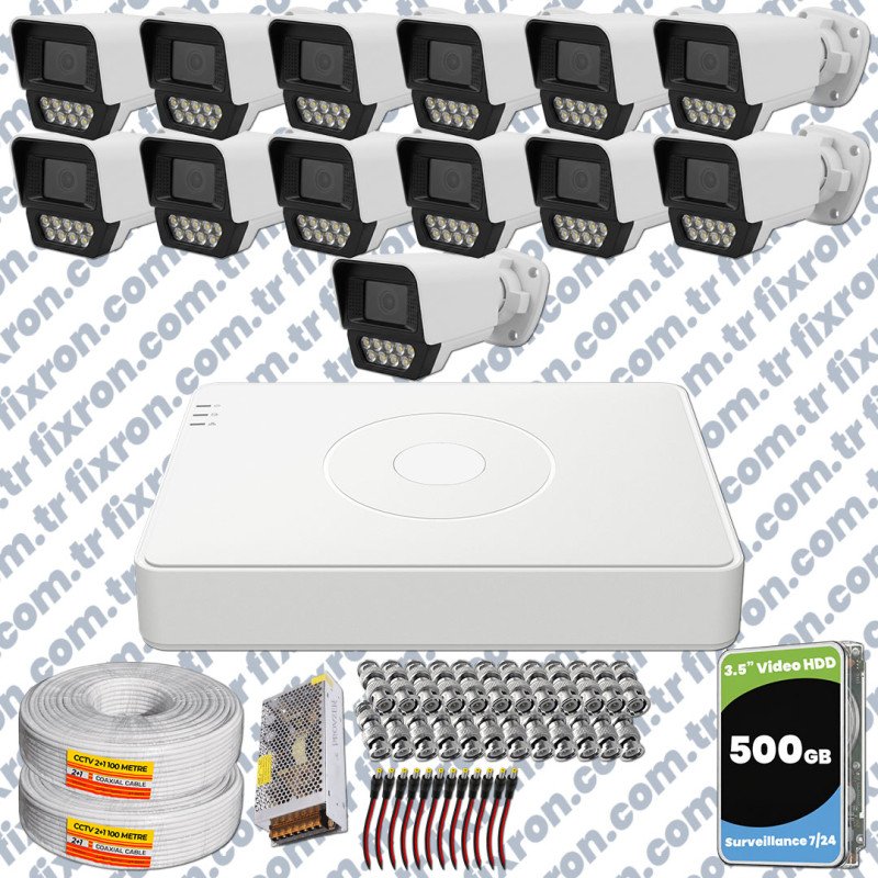 Phoenix Hikvision 13’lü Full HD Güvenlik Kamerası Seti Renkli Gece Görüşlü, Olay Anında Bildirim