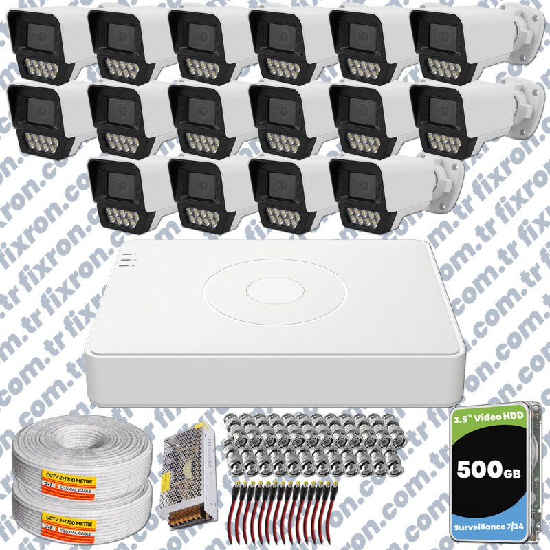 Phoenix Hikvision 16’lı Full HD Güvenlik Kamerası Seti Renkli Gece Görüşlü, Olay Anında Bildirim