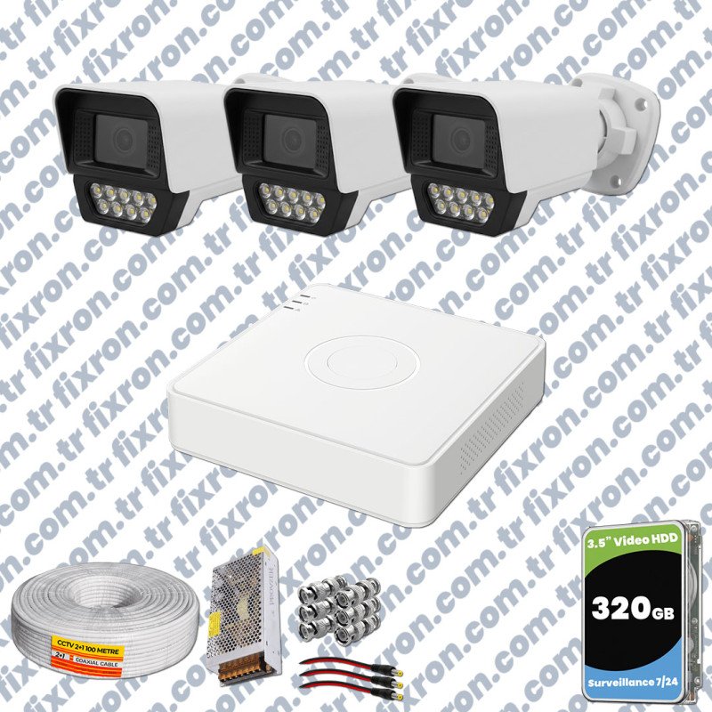 Phoenix Hikvision 3’lü Full HD Güvenlik Kamerası Seti Renkli Gece Görüşlü, Olay Anında Bildirim