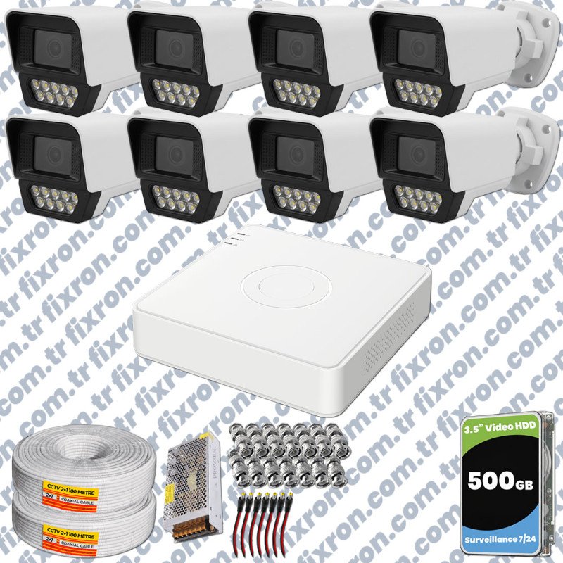 Phoenix Hikvision 8’li Full HD Güvenlik Kamerası Seti Renkli Gece Görüşlü, Olay Anında Bildirim