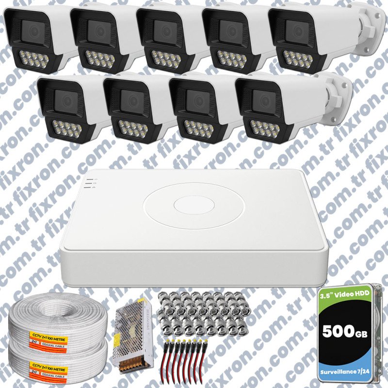 Phoenix Hikvision 9’lü Full HD Güvenlik Kamerası Seti Renkli Gece Görüşlü, Olay Anında Bildirim