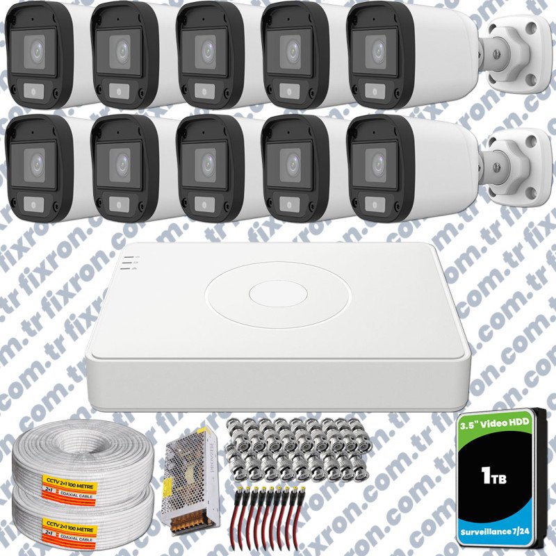 UNV Full HD 10 Kamera Renkli Gece Görüş Mikrofonlu Olay Anında bildirim