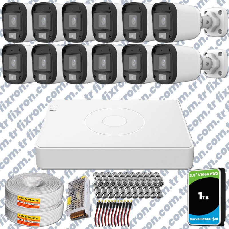 UNV Full HD 12 Kamera Renkli Gece Görüş Mikrofonlu Olay Anında bildirim