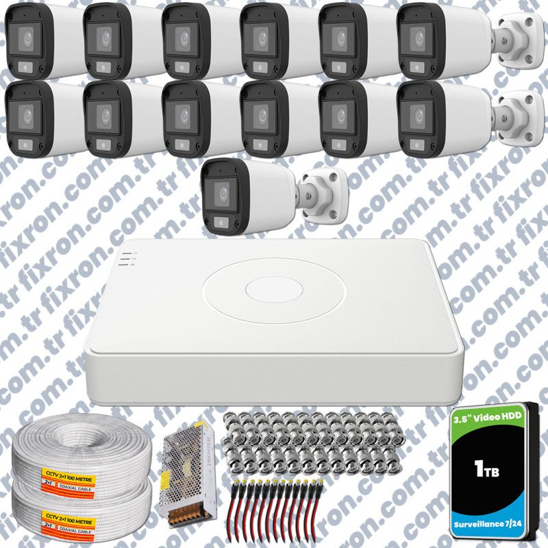 UNV Full HD 13 Kamera Renkli Gece Görüş Mikrofonlu Olay Anında bildirim