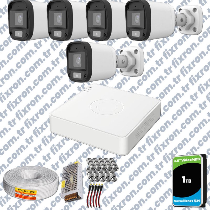 UNV Full HD 5 Kamera Renkli Gece Görüş Mikrofonlu Olay Anında bildirim