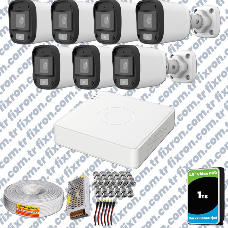 UNV Full HD 7 Kamera Renkli Gece Görüş Mikrofonlu Olay Anında bildirim