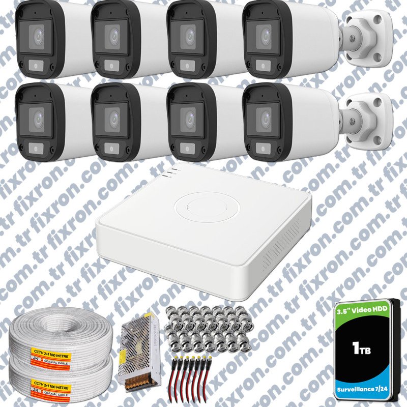 UNV Full HD 8 Kamera Renkli Gece Görüş Mikrofonlu Olay Anında bildirim