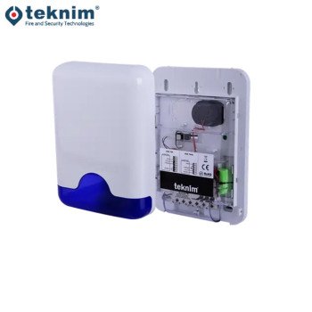 Teknim VAS-741BP Mavi Pencereli Harici Alarm Sireni 115 dB Flaşörlü