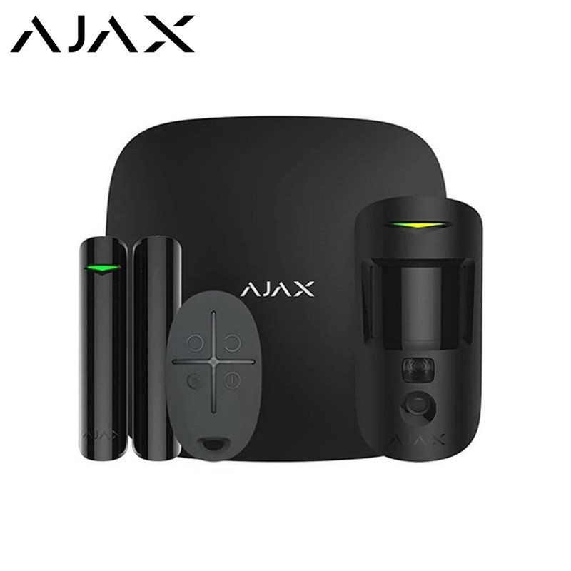 AJAX StarterKit Cam Kablosuz Alarm Seti Siyah Hub2 MotionCam GSM Ethernet