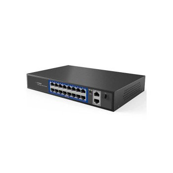 16 Port PoE Switch 10/100 Mbps 2 Gigabit Uplink 1 SFP 200W Unmanaged