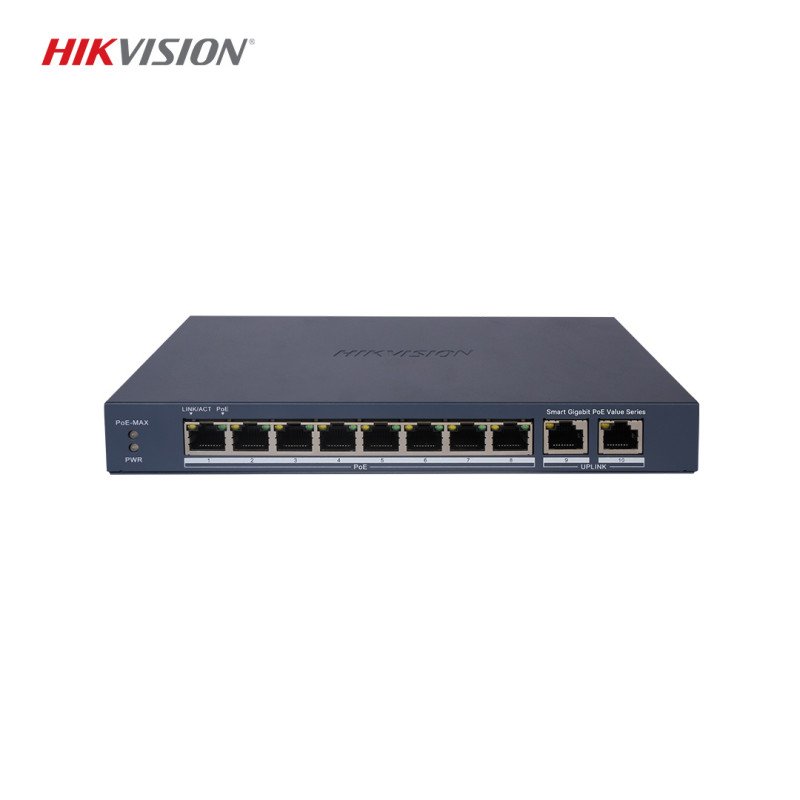Hikvision DS-3E1510P-EI 8 Port Gigabit Akıllı PoE Switch (110W, 300m Uzun Menzil, 6KV Koruma)