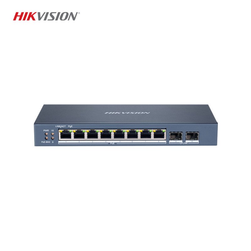 Hikvision DS-3E1510P-SI 8 Port Gigabit Akıllı PoE Switch (2 SFP Uplink, 110W PoE Bütçesi)
