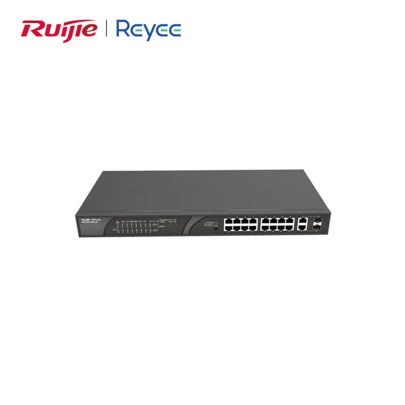 Reyee RG-ES118S-LP 18 Port PoE+ Switch | 16 Port PoE+ (120W) | 2 Gigabit Combo | 10/100 Fast Ethernet | Tak Çalıştır