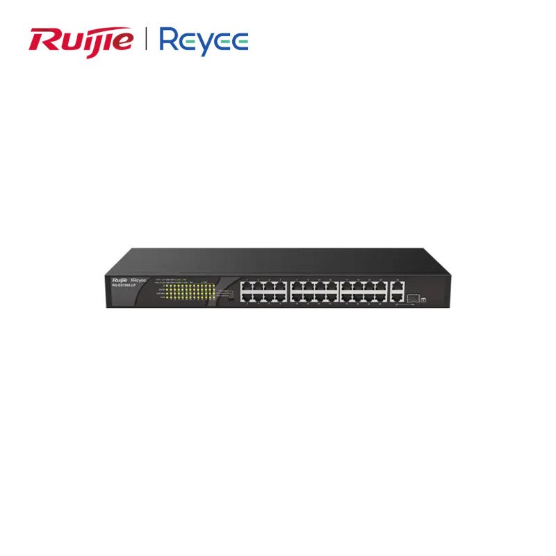 Reyee RG-ES126S-P 26 Port PoE+ Switch | 24 Port PoE+ (370W) | 1 Gigabit Uplink | 1 Gigabit Combo | 10/100 Fast Ethernet | Tak Çalıştır