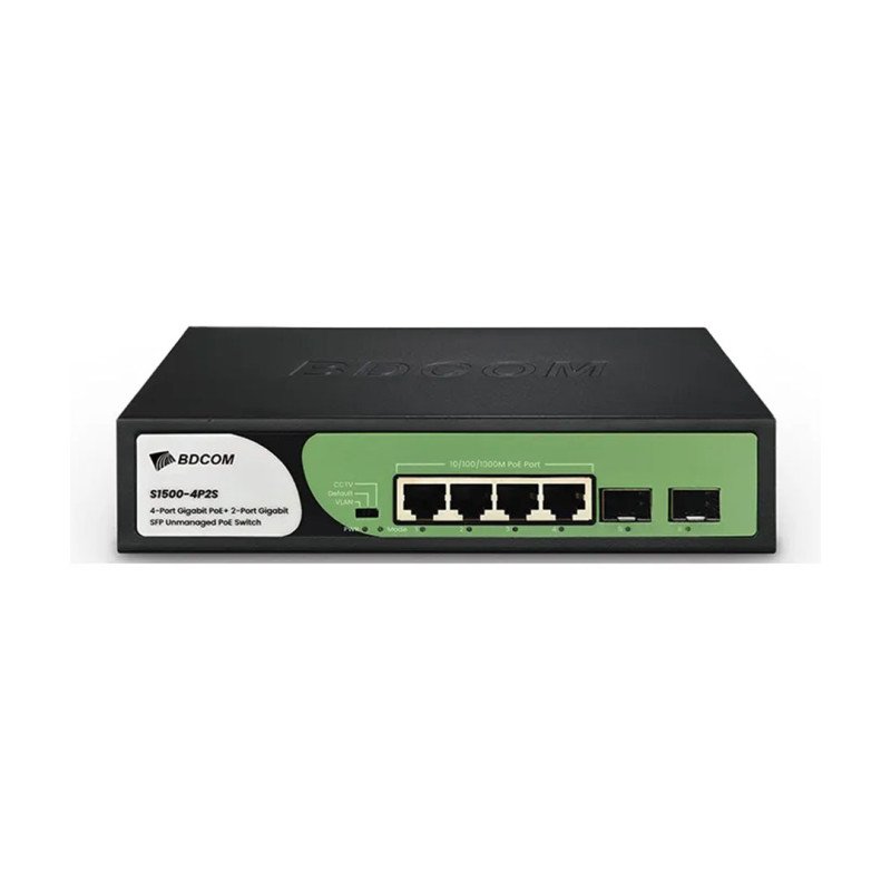 BDCOM S1500-4P2S 4 Port Gigabit PoE Switch 2 SFP Uplink Yönetilemez