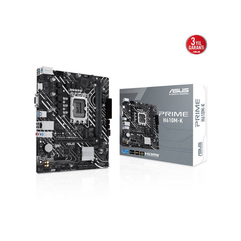 ASUS PRIME H610M-K LGA1700 DDR5 mATX Anakart PCIe 4.0 M.2 HDMI VGA