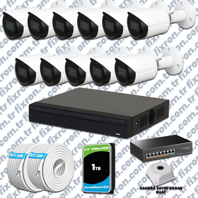 Dahua 11 Kameralı IP 1080P Gece Görüşlü Güvenlik Kamerası Mikrofonlu